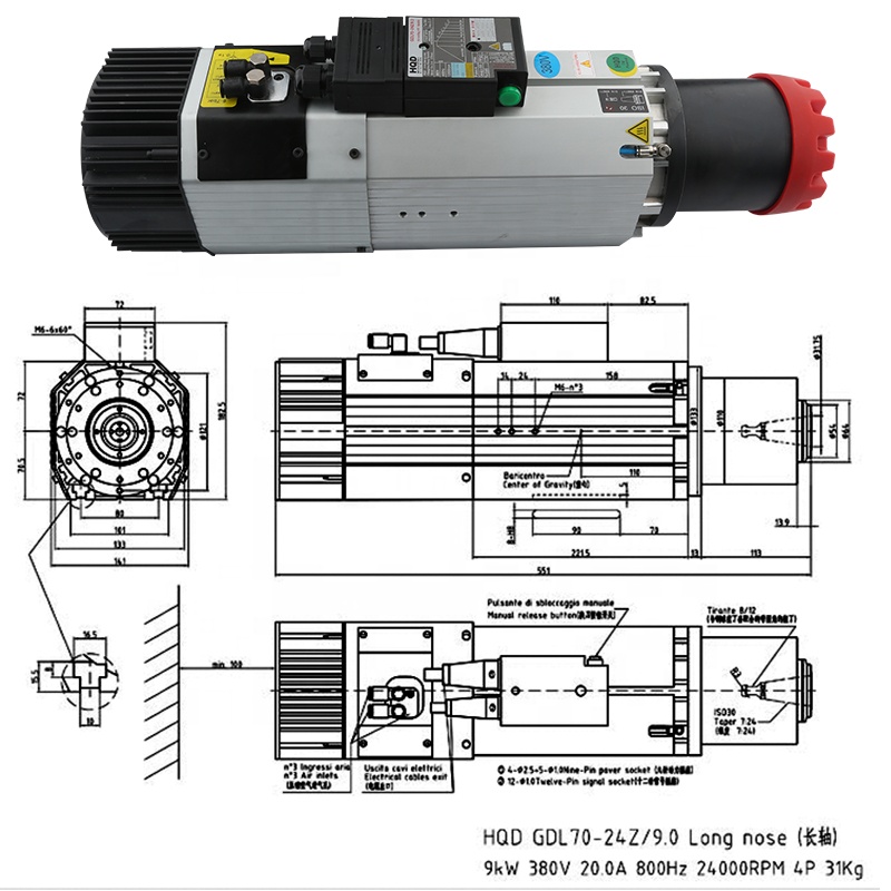 Spindle Motor - Fornitori HQD 9kw 220v 380v Naso